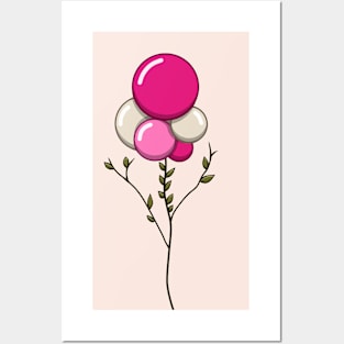 Balloons | Leaves | Spring | Pink Green Posters and Art